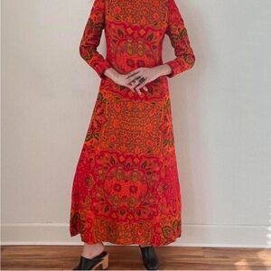 Vintage wool blend dress psychedelic 1960